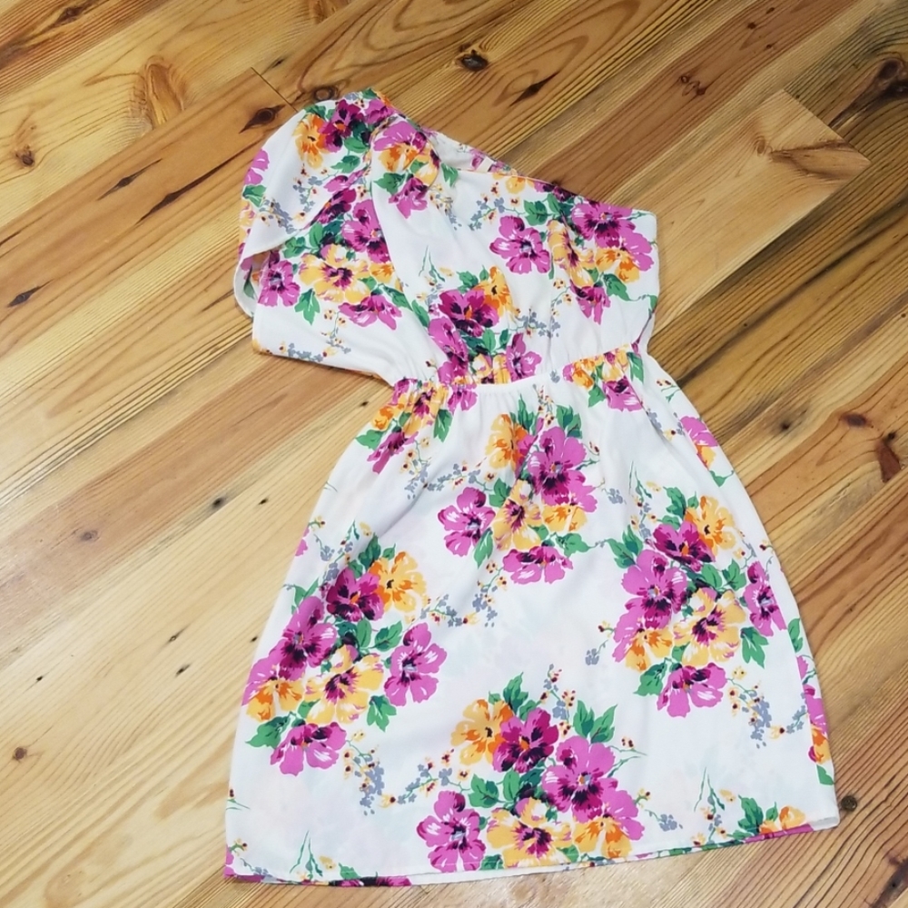One shoulder floral dress